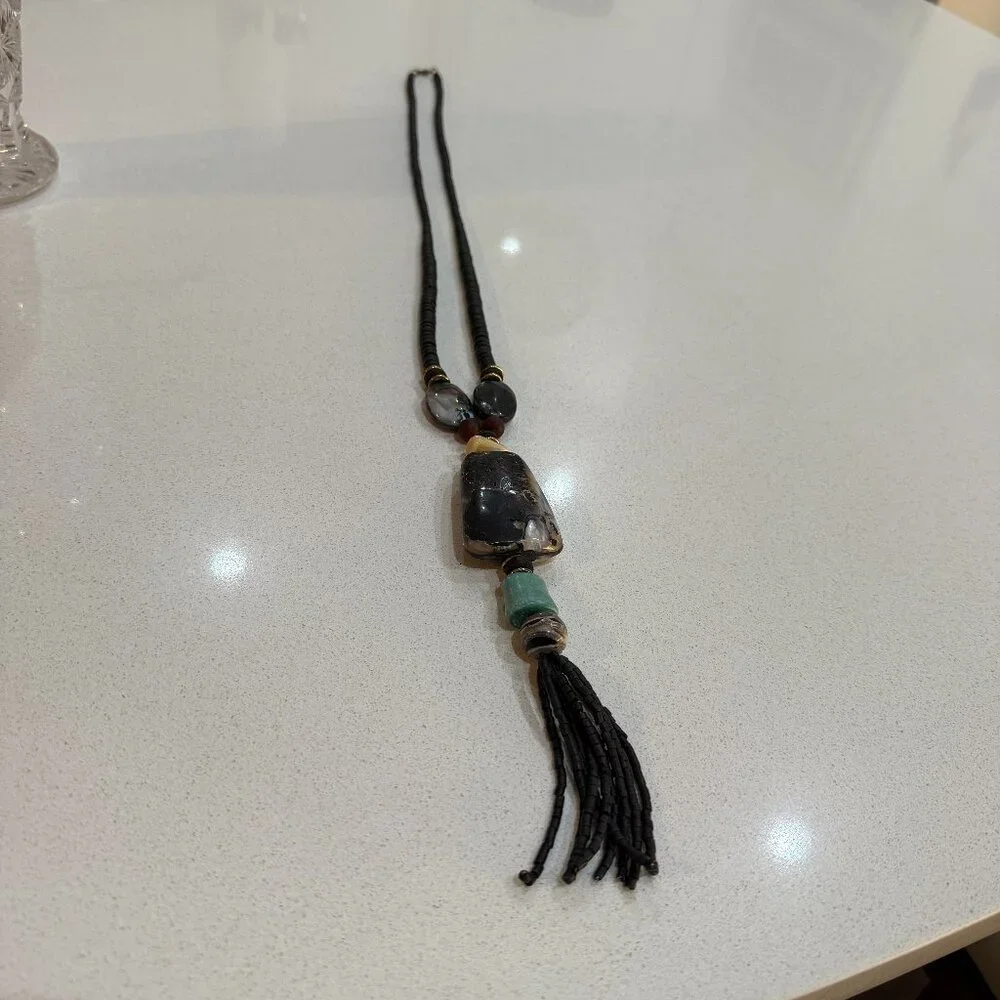 Vintage Tribal Beaded and Stone Necklace - Picture 9 of 13